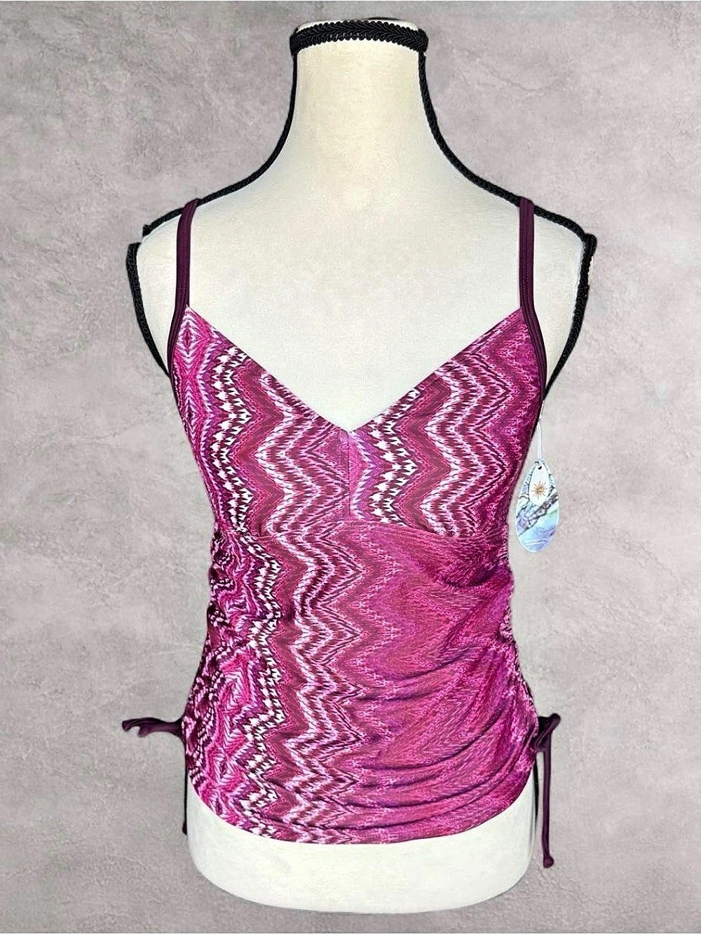 prAna Moorea Tankini Top Geometric Pink & Purple Small